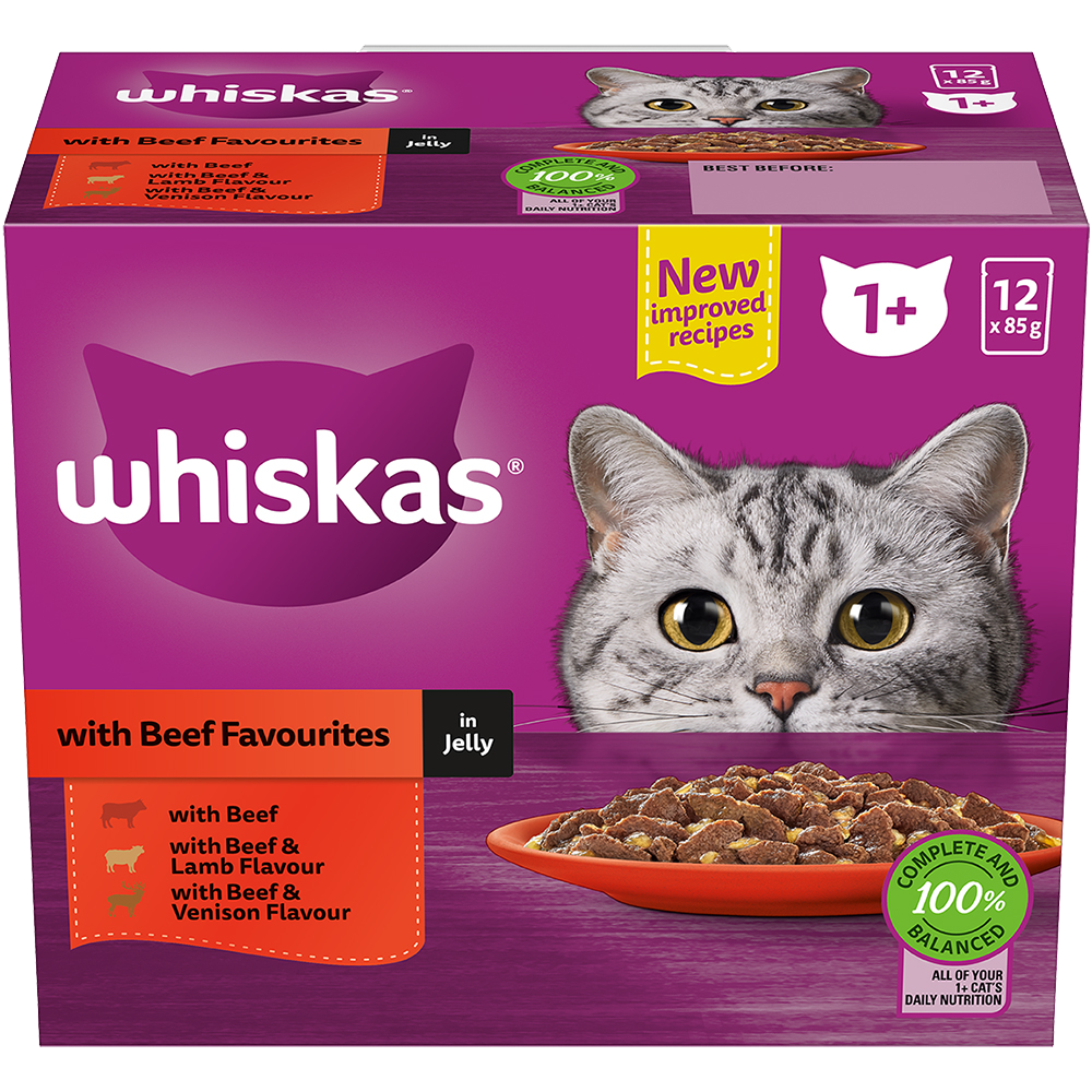 Adult Wet Cat Food with Beef Favourites In Jelly WHISKAS AU